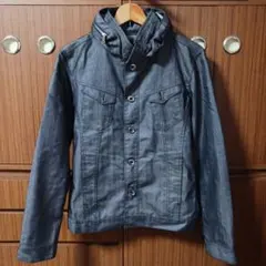 ダークブルー フード付き デニムジャケット