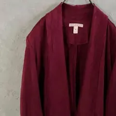 ヴィンテージ　カーディガン　ジャケット　ワインレッド　無地　シンプル　LO6