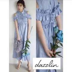 【美品】ギャザービスチェSETシャツワンピース dazzlin ブルー