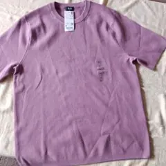 UNIQLO ウォッシャブルミラノリブニットTシャツ ピンク M