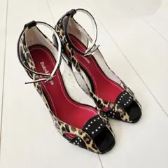 【Pinky&dianne】【23cm】ヒョウ柄オープントゥハイヒール