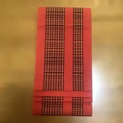 ＊特売品7＊　半幅交織帯　格子縞　ビンテージ