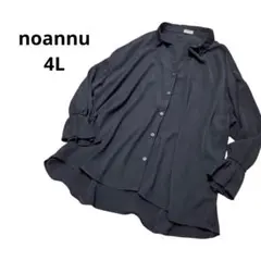 noannu バックリボン付 長袖 スキッパー ブラウス 黒 4L 大きいサイズ