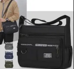 ショルダーバッグ ブラック ポケット多 スポーツ 肩掛け 通勤 多機能 人気