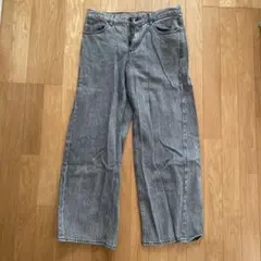 GU ローライズバギージーンズ XL ウォッシュブラック グレー