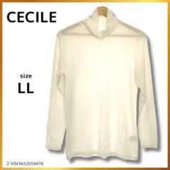 CECILE トップス カットソー ハイネック シアー 長袖 ホワイト LLのサムネイル