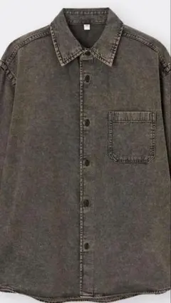 デニム風 ボタンシャツ