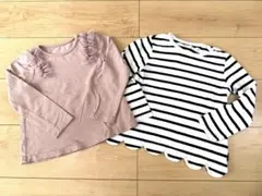anyfamくすみピンク GITA ストライプ長袖トップスセット 110