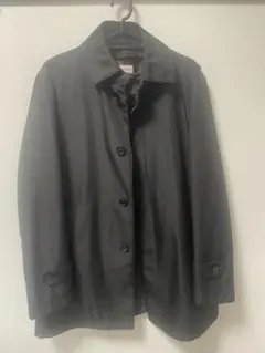 ORIHICA ストライプ ブラック ステンカラーコート