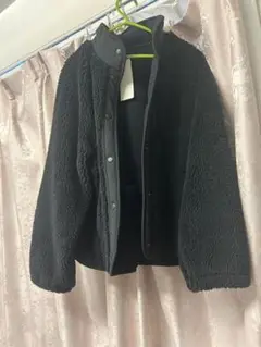 ブラック フリースジャケット XXL