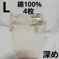 ショーツL　綿100%　はきこみ深め　ベージュ