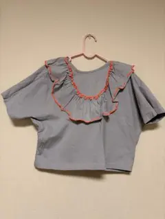 LOWRYSFARM KIDS半袖シャツ オレンジフリル (110-120cm)