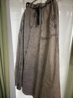 デニム風 グレー フレアスカート L