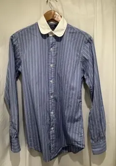 ラルフローレン　Ralph Lauren クレリックシャツ　青　ストライプ　S