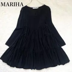 希少✨️マリハ ティアードワンピース シルク フレア レース ブラック S