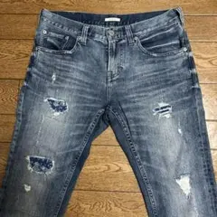 BAYFLOW 裏地バンダナパッチワーク ダメージ加工 デニムジーンズ