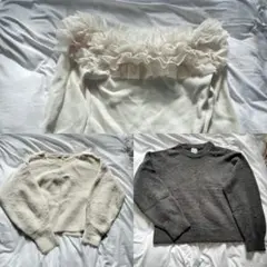 まとめ売り　3着　ニット　フリル　ビジュー　シャギー
