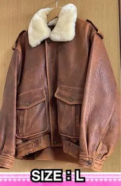 ブラウン ファー付きレザージャケット L