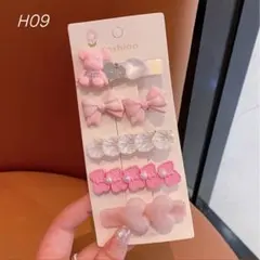ヘアピン　ピンク　ハート　熊　リボン　アレンジヘア　セット　子ども用ヘアピン
