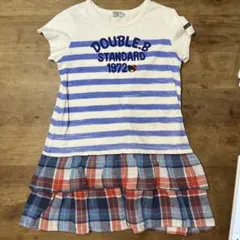 DOUBLE.B 半袖ストライプワンピース 130