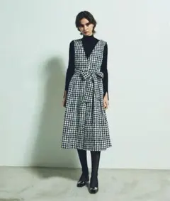 ✨人気完売品✨グレースクラス ハウンドトゥースジャンパースカート 千鳥 リボン