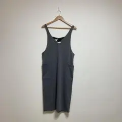 グレー ストライプ キャミワンピース 2つポケット　Mサイズ