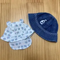 ベビー帽子　デニム調 ジーンズ　ゾウ柄　べべ BEBE 西松屋 2つセット