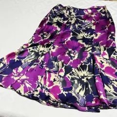 【美品】ローラアシュレイ レディース フレア花柄スカート パープル