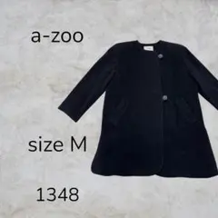 a-zoo アウター コート ブラック ミドル丈 ダブルフロント ノーカラー