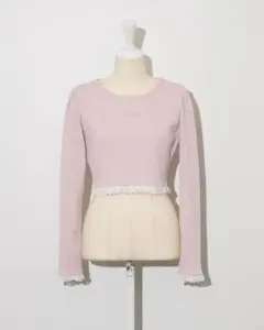 pium ピウム レースフリルストーンロゴカットソー