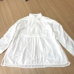 ホワイト長袖シャツ フリル付きMオーバーサイズ619番