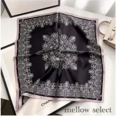 ※新作 大人気 シルクスカーフ バンダナ風 ヘアアクセ シルク上質 ブラック