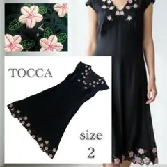 高級シルク✨TOCCA トッカ 花刺繍レース フレンチスリーブ ワンピース 2