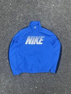 90s 00s NIKE ナイロンジャケット M 青 短丈 y2k デカロゴ