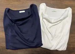 earth music &ecology 七分袖Tシャツ 白・ネイビー2枚セット