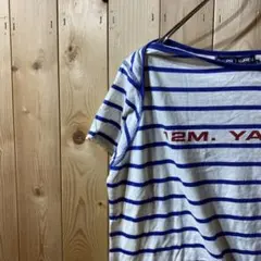 ss2186 ラルフローレンスポーツ ボーダー Tシャツ 半袖 青 白 L