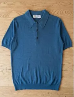 John Smedley ポロ 長袖 シーアイランドコットン M 青 - メルカリ