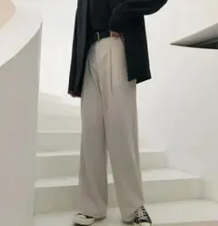 ハイウエスト スラックスパンツ ボトムス キレイめ ストレートパンツ メンズ