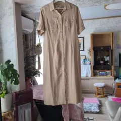 半袖ロングワンピースベージュ１１号