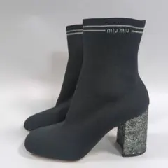 miumiu 希少サイズ25.5 381/2　ソックスブーツ　グリッターヒールのサムネイル