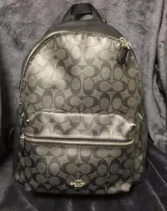 コーチ シグネチャー リュック バックパック ブラック×グレー