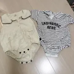 ロンパース2点セット（ベージュ・ストライプ）まとめ売り