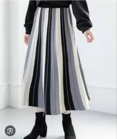 fifth バイカラープリーツニットスカート