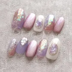 No.2196 現品販売！ネイルチップ　ピンク/パープル/マグネット