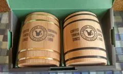 珈琲問屋 木製ミニ 樽 2色セット│小物入れ│COFFEE TONYA(箱入り)