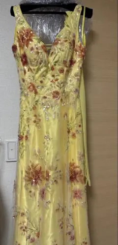 イエローフラワー刺繍キャバドレスJEANMACLEAN