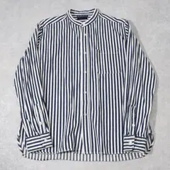 TIGRE BROCANTE ヒッコリースタンドカラー長袖シャツ L インディゴのサムネイル