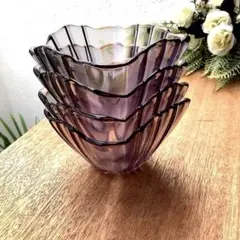 ガラスの器　プレスガラス小鉢　**パープル** 4客のサムネイル