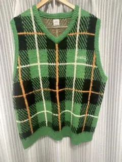 ciatre 緑 チェック柄 ニットベスト