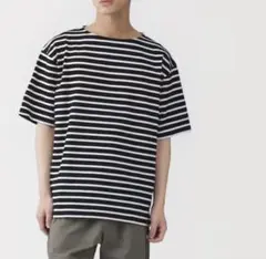 無印良品　ボートネック五分袖　Tシャツ　XL 2枚セット　黒と紺のサムネイル